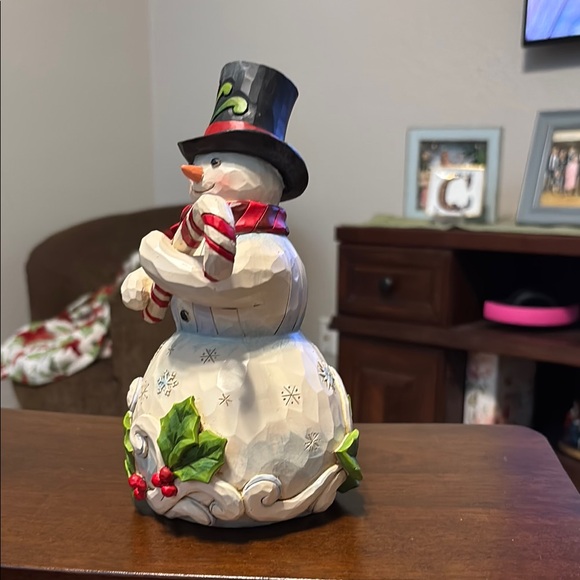 Jim Shore Festive Snowman with Candy Cane and Holly - Picture 5 of 8